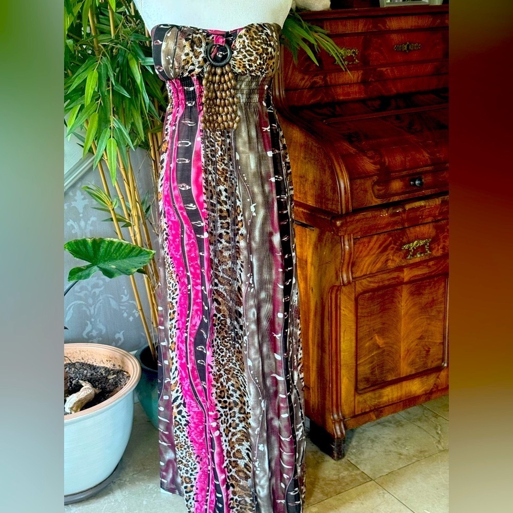 By Deep ladies, maxi sleeveless sundress, excellent condition beaded front large - Picture 5 of 16